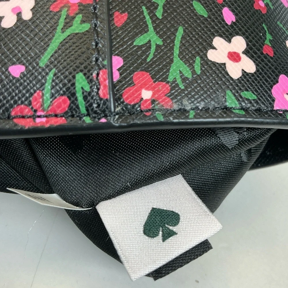 Kate Spade Schuyler Saffiano Floral Black Pink Tote Shoulder‎ Large Bag